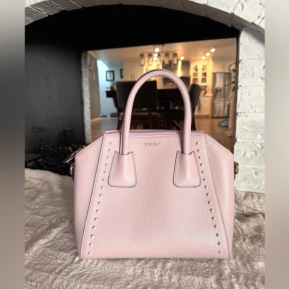 Valentino Lavender Leather Studded Satchel
